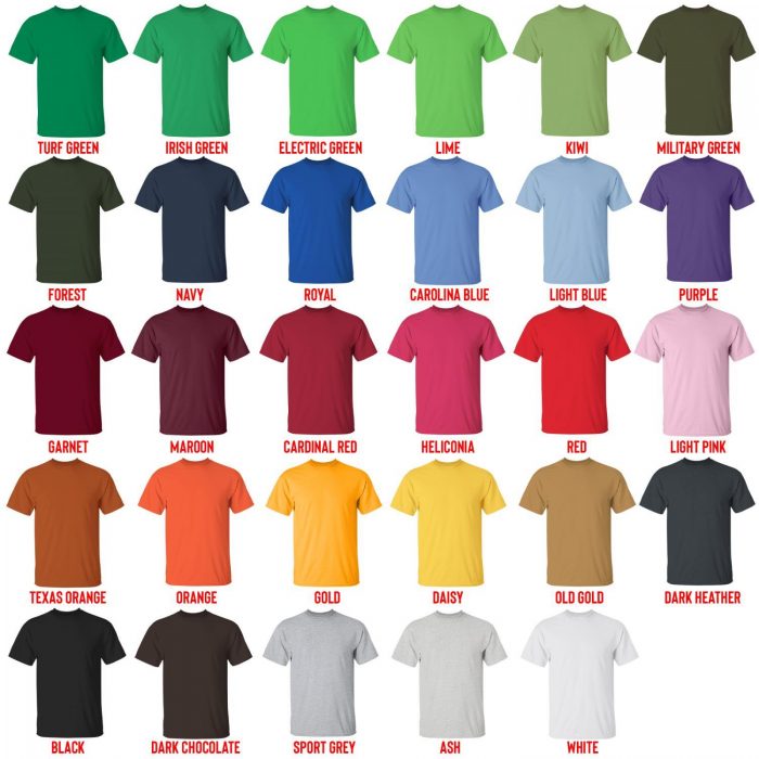 t shirt color chart - SK8 the Infinity Store